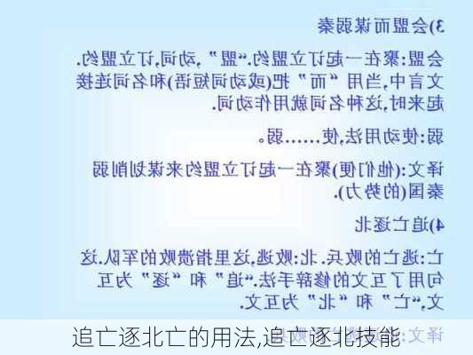 追亡逐北亡的用法,追亡逐北技能