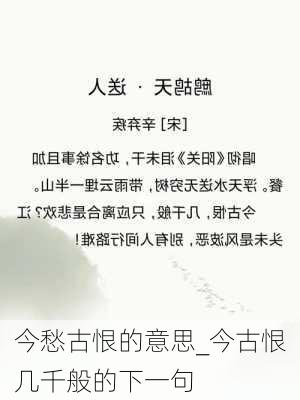 今愁古恨的意思_今古恨几千般的下一句