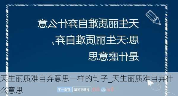 天生丽质难自弃意思一样的句子_天生丽质难自弃什么意思