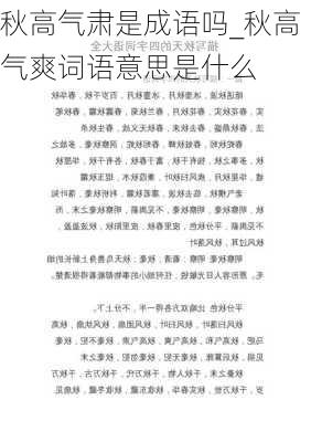 秋高气肃是成语吗_秋高气爽词语意思是什么