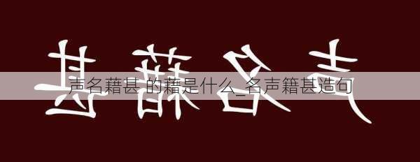 声名藉甚 的藉是什么_名声籍甚造句