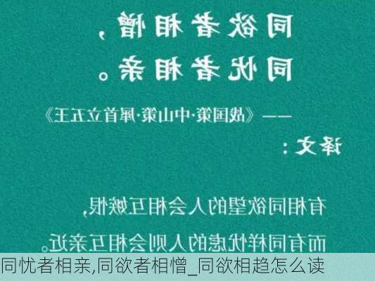 同忧者相亲,同欲者相憎_同欲相趋怎么读