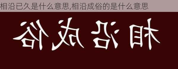 相沿已久是什么意思,相沿成俗的是什么意思