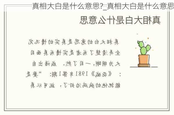 真相大白是什么意思?_真相大白是什么意思