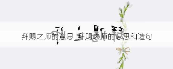 拜赐之师的意思_拜赐之师的意思和造句