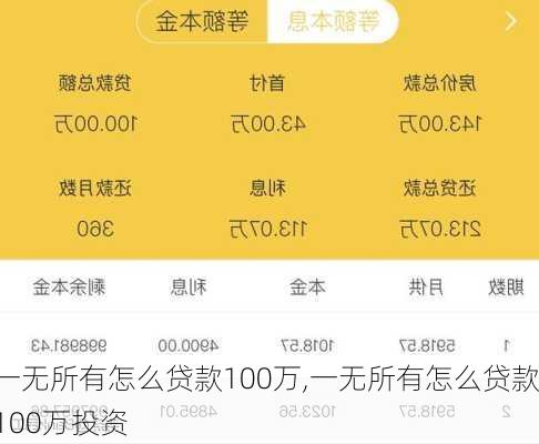 一无所有怎么贷款100万,一无所有怎么贷款100万投资